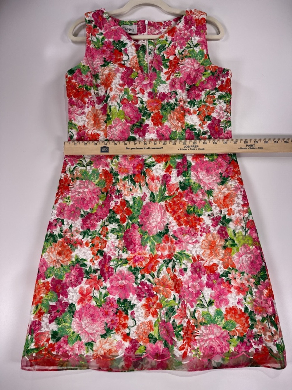 Sara Campbell Shift Dress Scalloped Sleeveless Floral Lace Pink Size 10 - Picture 9 of 13
